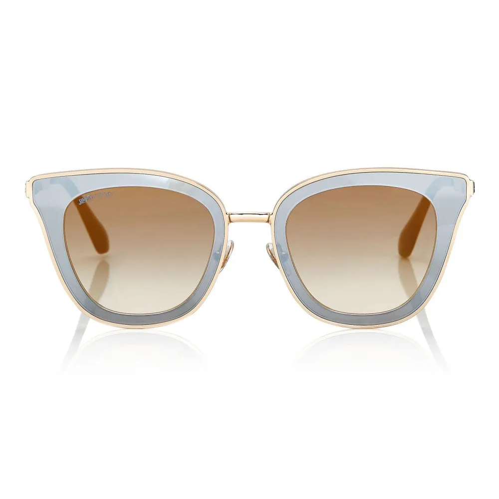 Jimmy Choo - Lory - Occhiali da Sole Cat-Eye Neri e Dorati con Lenti a Specchio - Occhiali da Sole - Jimmy Choo Eyewear